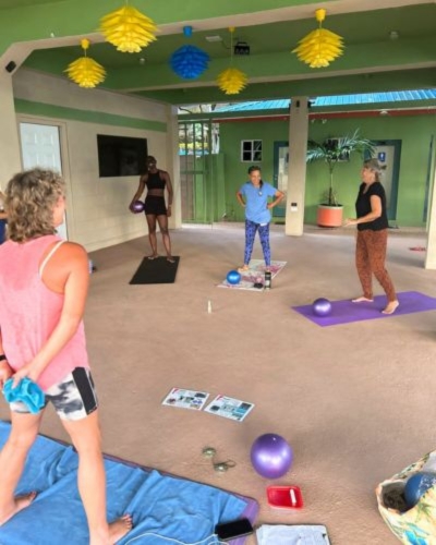 Yoga class group session